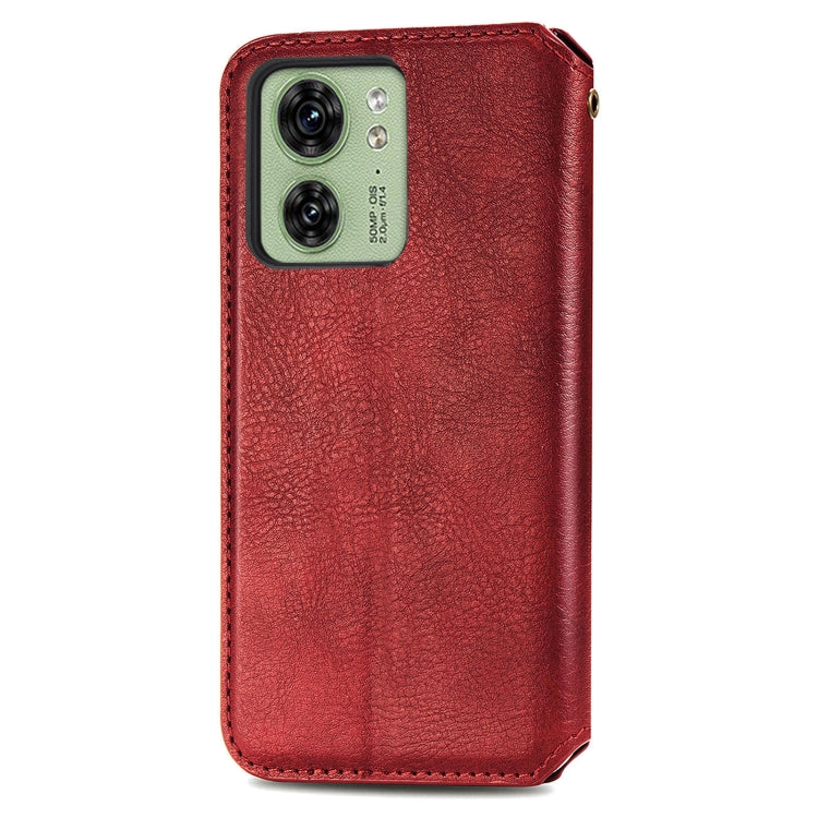 For Motorola Moto Edge 40 5G Cubic Grid Pressed Magnetic Leather Phone Case