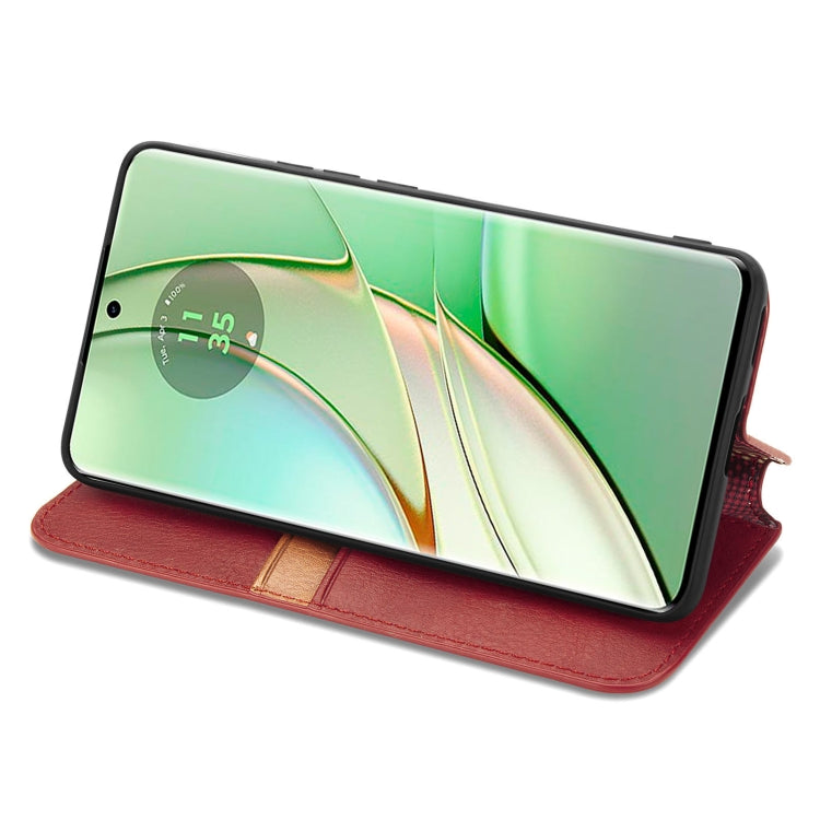 For Motorola Moto Edge 40 5G Cubic Grid Pressed Magnetic Leather Phone Case