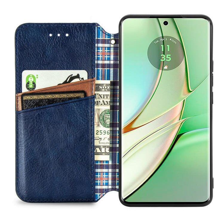 For Motorola Moto Edge 40 5G Cubic Grid Pressed Magnetic Leather Phone Case
