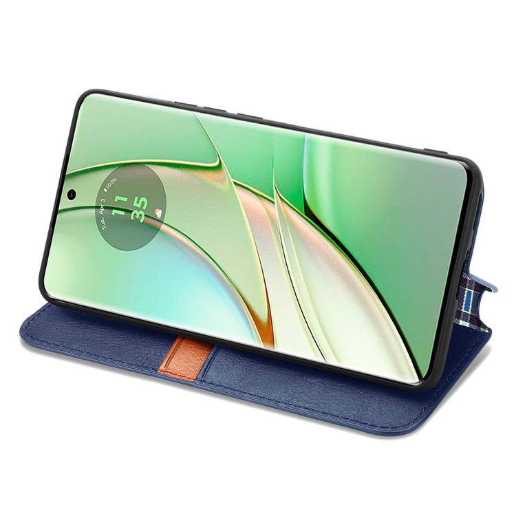 For Motorola Moto Edge 40 5G Cubic Grid Pressed Magnetic Leather Phone Case