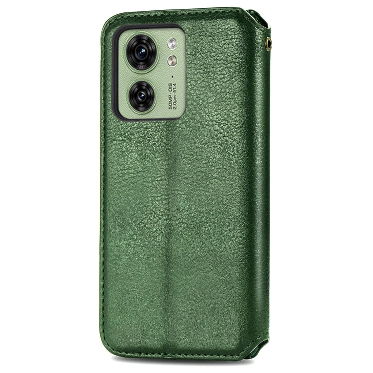 For Motorola Moto Edge 40 5G Cubic Grid Pressed Magnetic Leather Phone Case