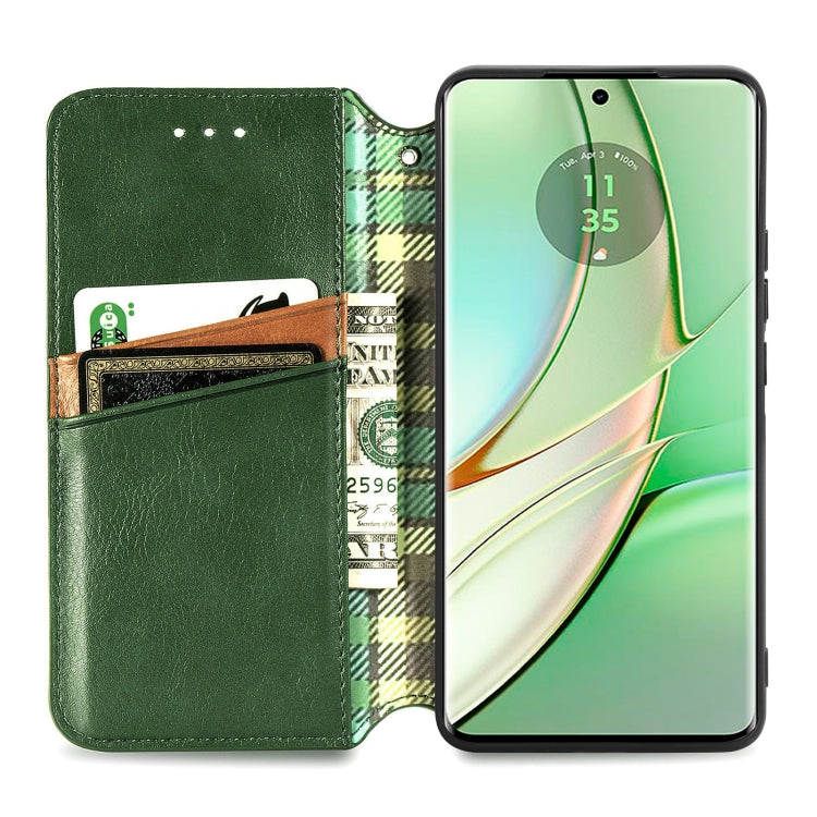 For Motorola Moto Edge 40 5G Cubic Grid Pressed Magnetic Leather Phone Case