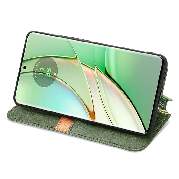 For Motorola Moto Edge 40 5G Cubic Grid Pressed Magnetic Leather Phone Case