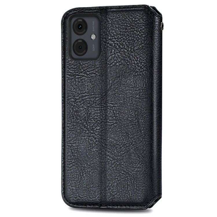 For Motorola Moto G14 Cubic Grid Pressed Magnetic Leather Phone Case