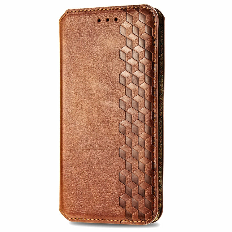 For Motorola Moto G14 Cubic Grid Pressed Magnetic Leather Phone Case