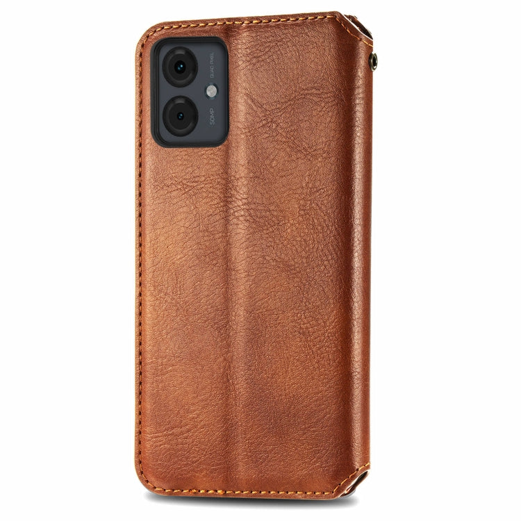 For Motorola Moto G14 Cubic Grid Pressed Magnetic Leather Phone Case