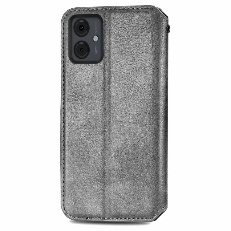 For Motorola Moto G14 Cubic Grid Pressed Magnetic Leather Phone Case