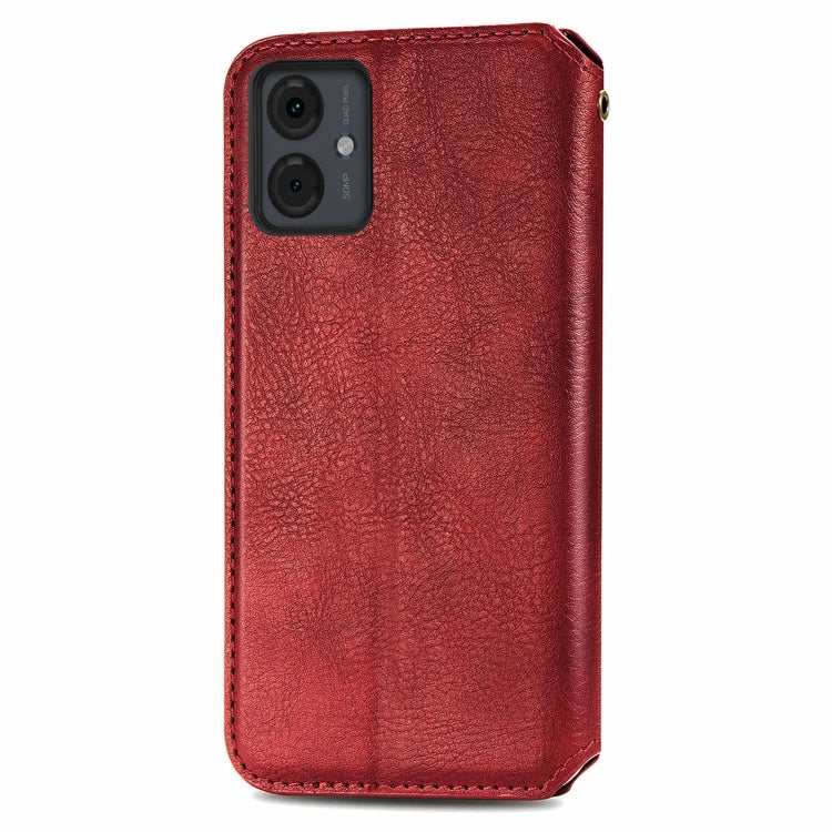 For Motorola Moto G14 Cubic Grid Pressed Magnetic Leather Phone Case