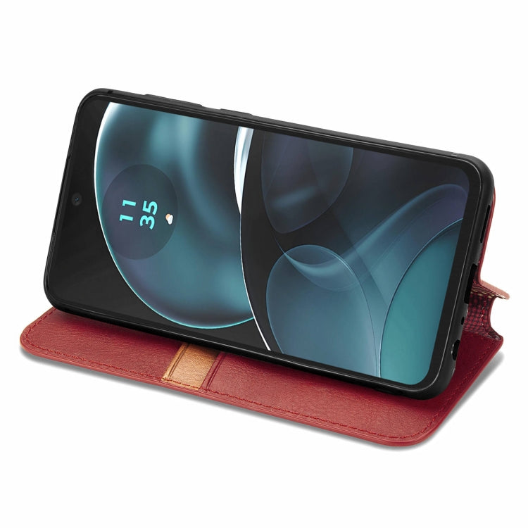For Motorola Moto G14 Cubic Grid Pressed Magnetic Leather Phone Case
