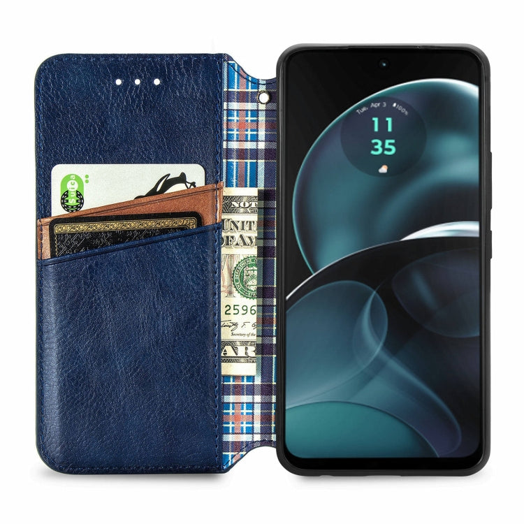 For Motorola Moto G14 Cubic Grid Pressed Magnetic Leather Phone Case