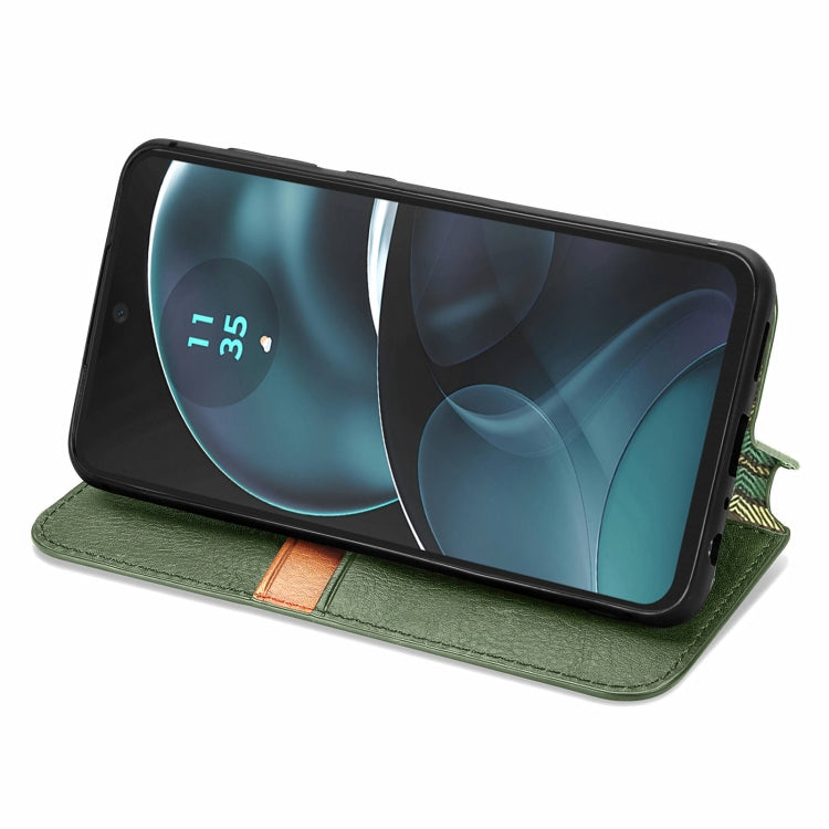 For Motorola Moto G14 Cubic Grid Pressed Magnetic Leather Phone Case