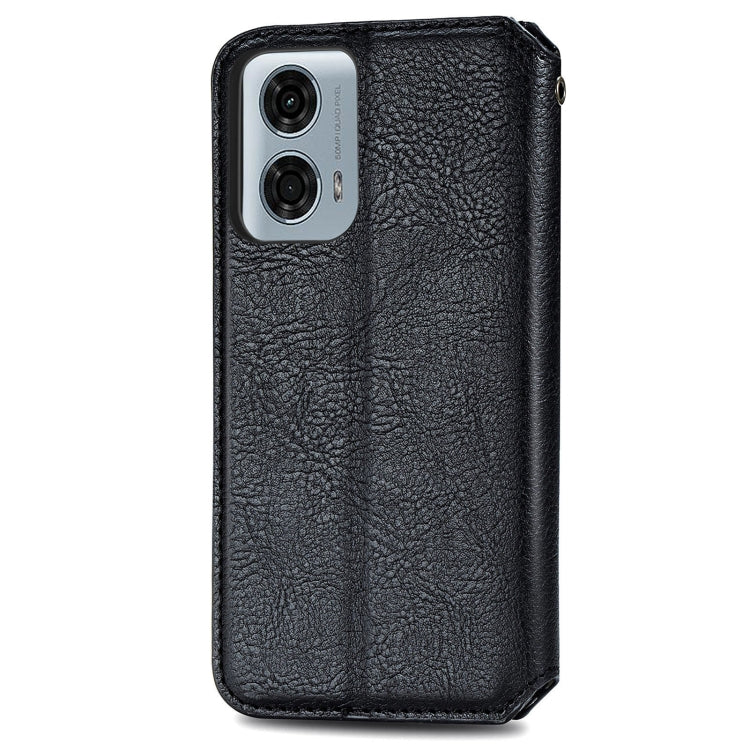 For Motorola Moto G24 Power 4G Cubic Grid Pressed Magnetic Leather Phone Case
