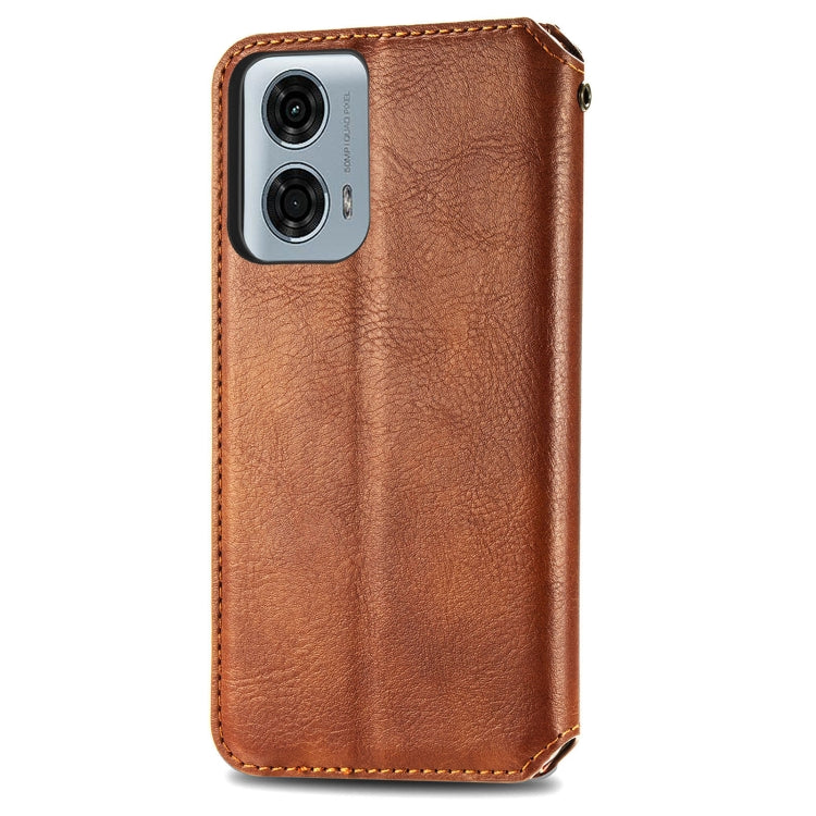 For Motorola Moto G24 Power 4G Cubic Grid Pressed Magnetic Leather Phone Case