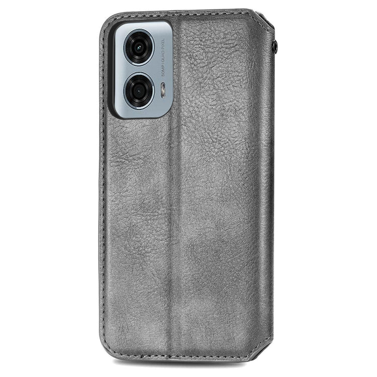 For Motorola Moto G24 Power 4G Cubic Grid Pressed Magnetic Leather Phone Case