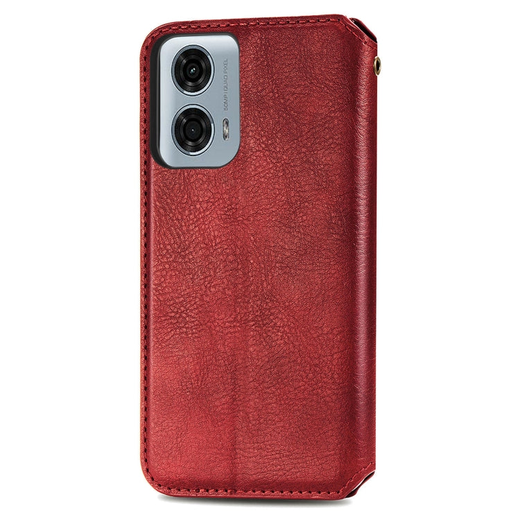 For Motorola Moto G24 Power 4G Cubic Grid Pressed Magnetic Leather Phone Case