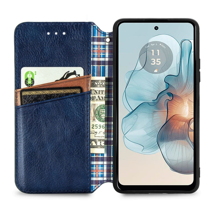 For Motorola Moto G24 Power 4G Cubic Grid Pressed Magnetic Leather Phone Case