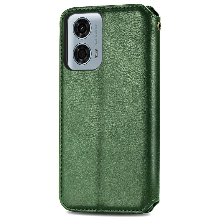 For Motorola Moto G24 Power 4G Cubic Grid Pressed Magnetic Leather Phone Case