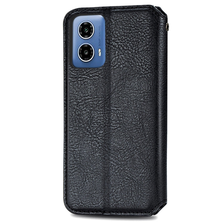 For Motorola Moto G34 5G Cubic Grid Pressed Magnetic Leather Phone Case