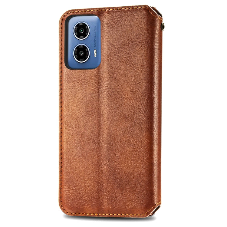 For Motorola Moto G34 5G Cubic Grid Pressed Magnetic Leather Phone Case