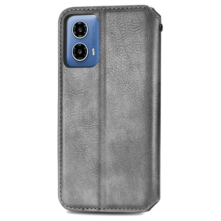 For Motorola Moto G34 5G Cubic Grid Pressed Magnetic Leather Phone Case