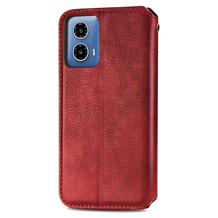For Motorola Moto G34 5G Cubic Grid Pressed Magnetic Leather Phone Case