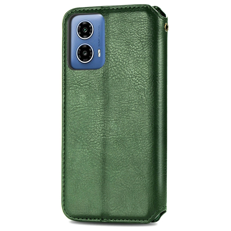 For Motorola Moto G34 5G Cubic Grid Pressed Magnetic Leather Phone Case