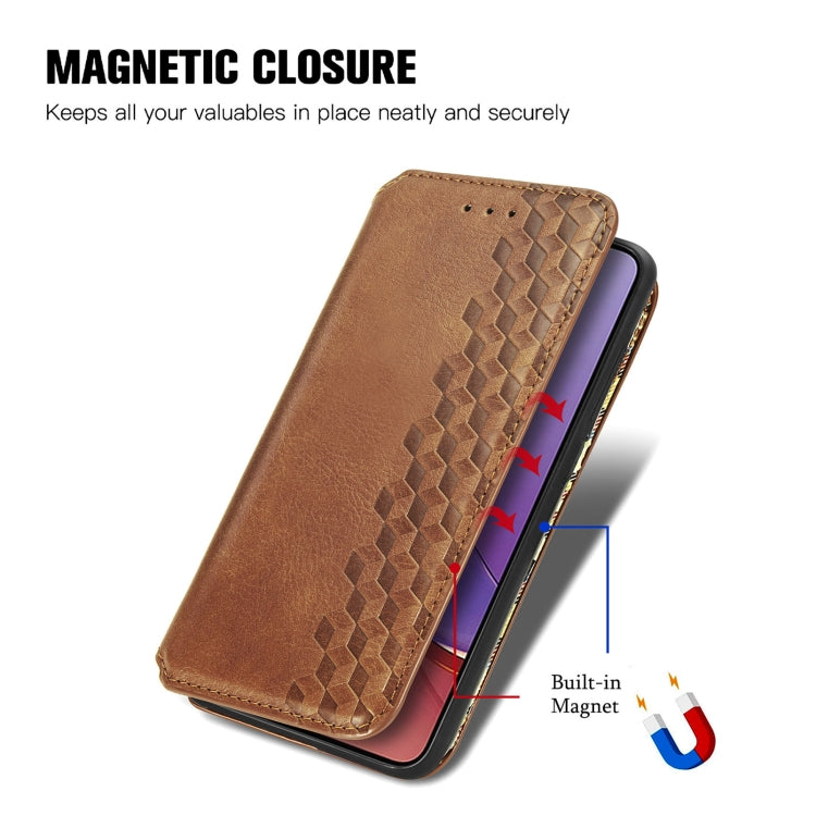 For Motorola Moto G84 5G Cubic Grid Pressed Magnetic Leather Phone Case