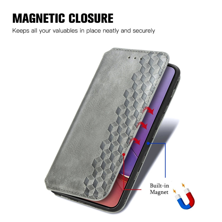For Motorola Moto G84 5G Cubic Grid Pressed Magnetic Leather Phone Case
