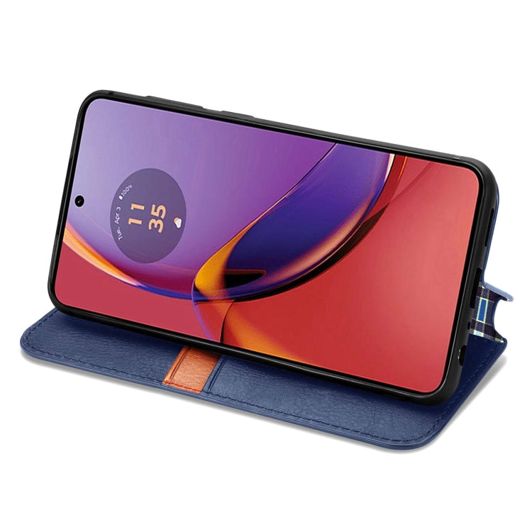 For Motorola Moto G84 5G Cubic Grid Pressed Magnetic Leather Phone Case