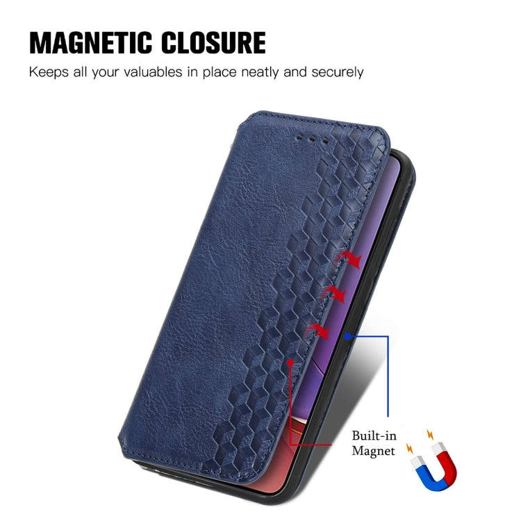 For Motorola Moto G84 5G Cubic Grid Pressed Magnetic Leather Phone Case