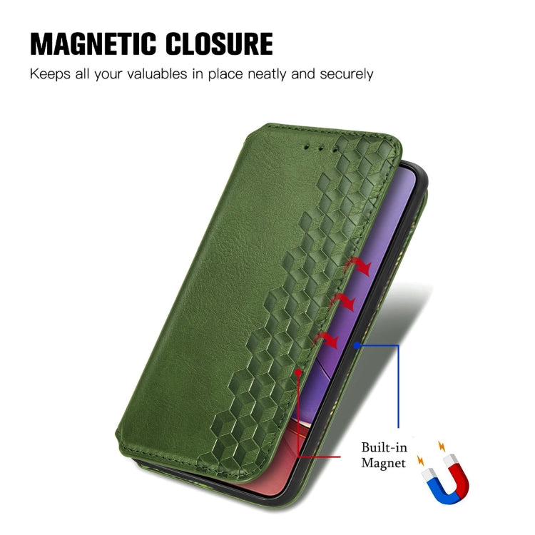For Motorola Moto G84 5G Cubic Grid Pressed Magnetic Leather Phone Case