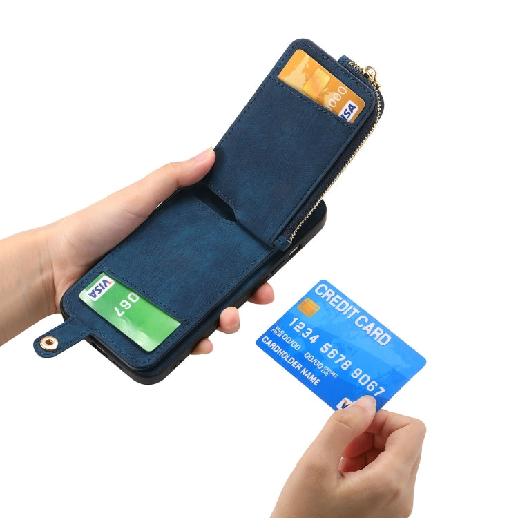 For iPhone 16 Cross Leather Ring Vertical Zipper Wallet Back Phone Case