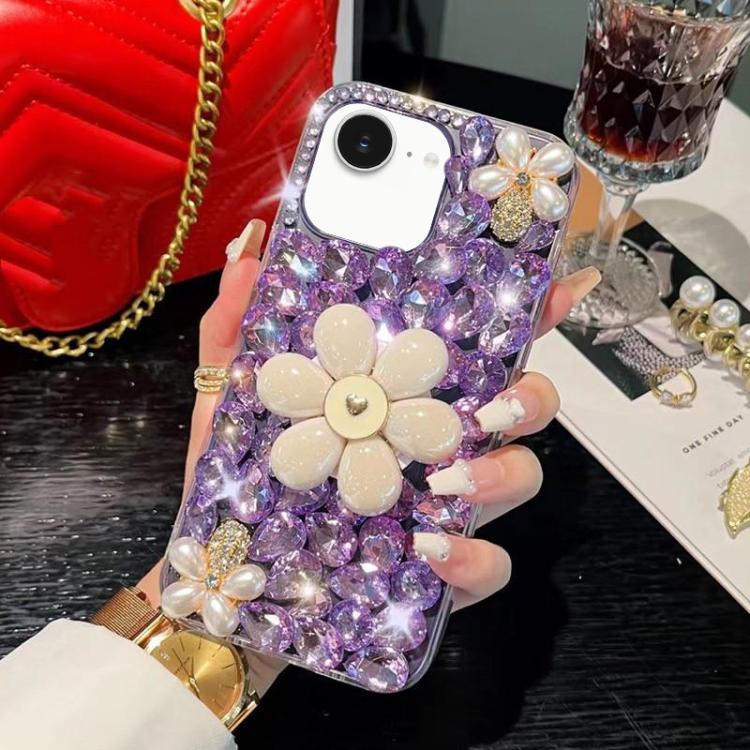 For iPhone 17e / 16e Sunflower Holder Hand-set Diamond PC Phone Case