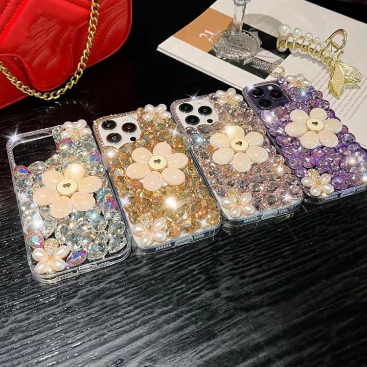 For iPhone 17e / 16e Sunflower Holder Hand-set Diamond PC Phone Case