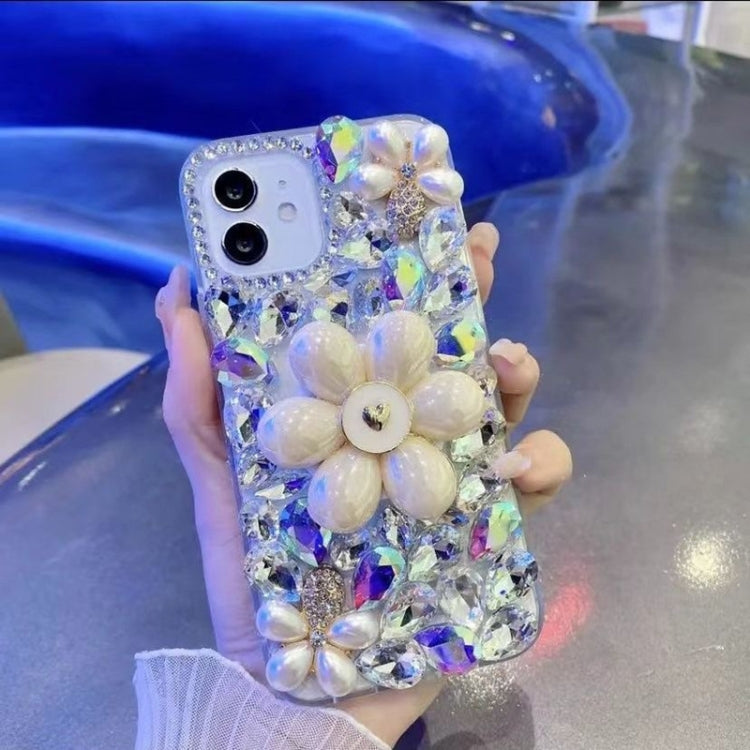 For iPhone 16 Pro Sunflower Holder Hand-set Diamond PC Phone Case