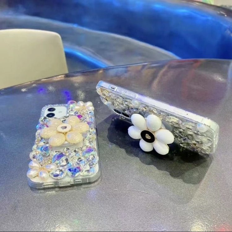 For iPhone 16 Pro Sunflower Holder Hand-set Diamond PC Phone Case