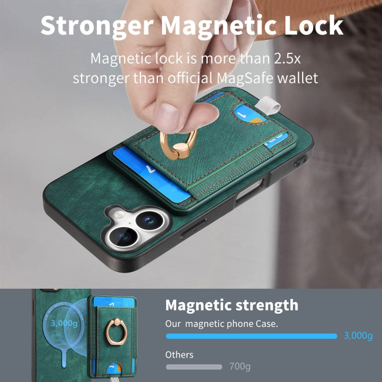 For  iPhone 16 Retro Splitable Magnetic Card Bag Leather Phone Case
