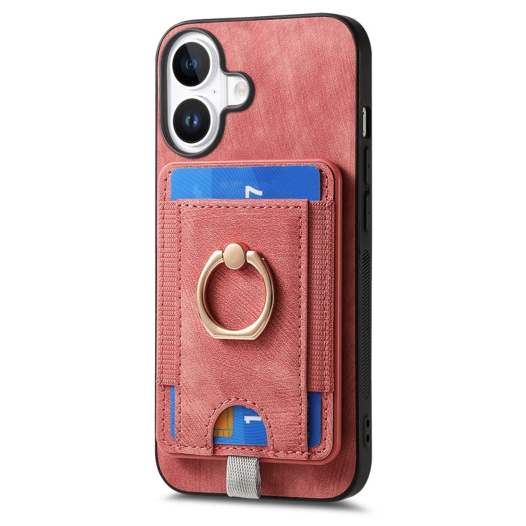For  iPhone 16 Retro Splitable Magnetic Card Bag Leather Phone Case