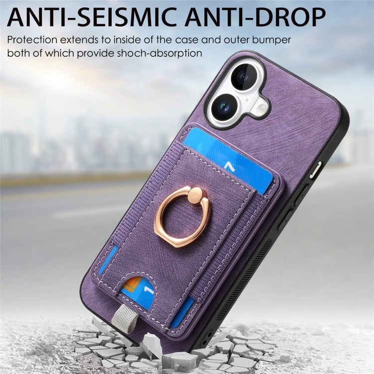 For  iPhone 16 Retro Splitable Magnetic Card Bag Leather Phone Case
