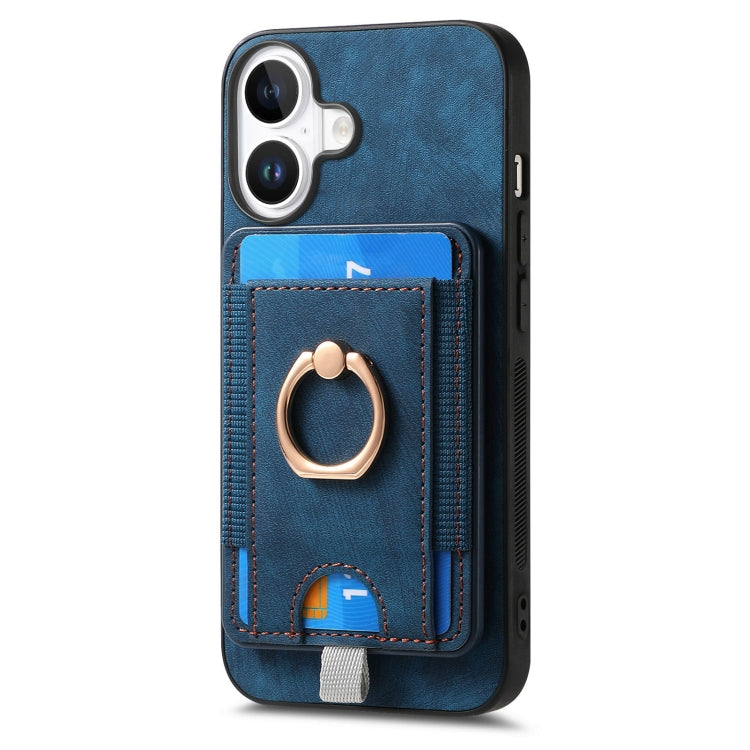 For iPhone 16 Plus Retro Splitable Magnetic Card Bag Leather Phone Case