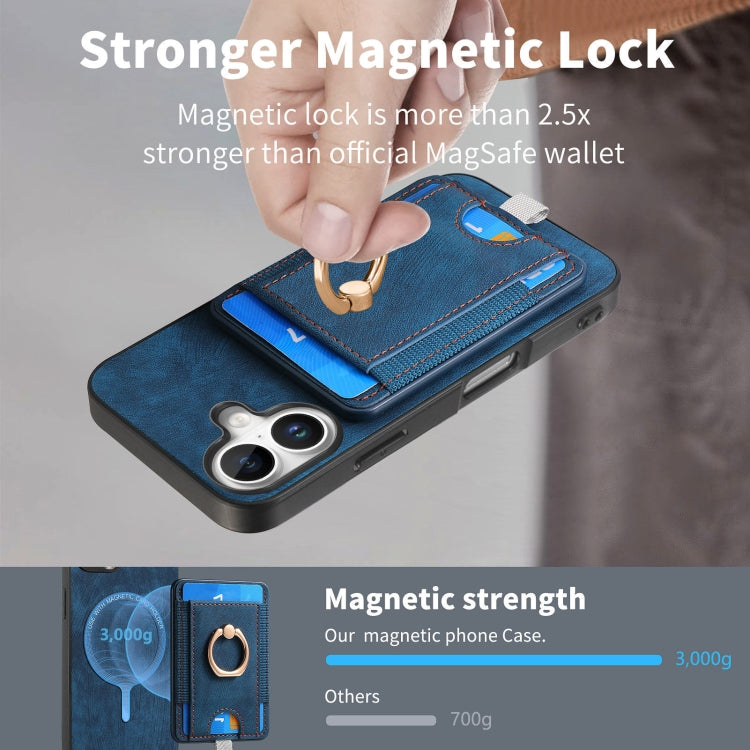 For iPhone 16 Plus Retro Splitable Magnetic Card Bag Leather Phone Case