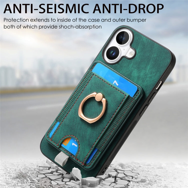 For iPhone 16 Plus Retro Splitable Magnetic Card Bag Leather Phone Case