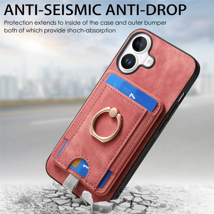 For iPhone 16 Plus Retro Splitable Magnetic Card Bag Leather Phone Case