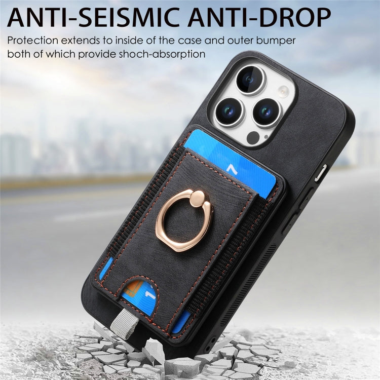 For iPhone 16 Pro Retro Splitable Magnetic Card Bag Leather Phone Case