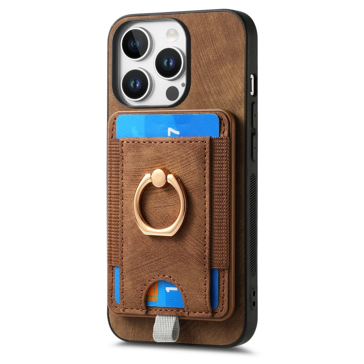 For iPhone 16 Pro Retro Splitable Magnetic Card Bag Leather Phone Case
