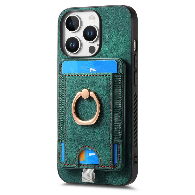 For iPhone 16 Pro Retro Splitable Magnetic Card Bag Leather Phone Case