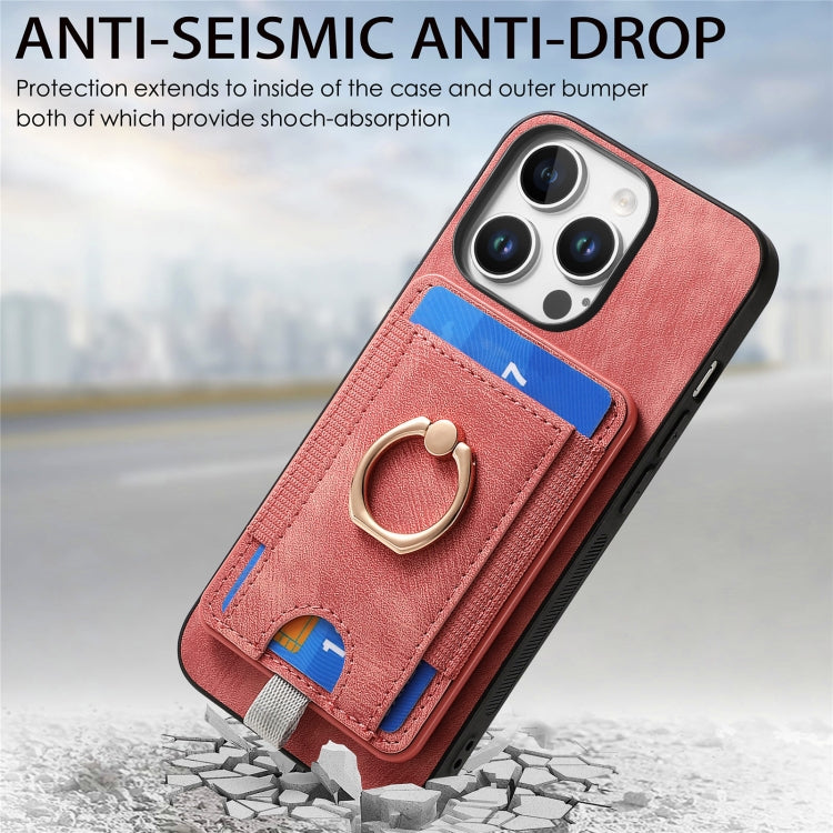 For iPhone 16 Pro Retro Splitable Magnetic Card Bag Leather Phone Case