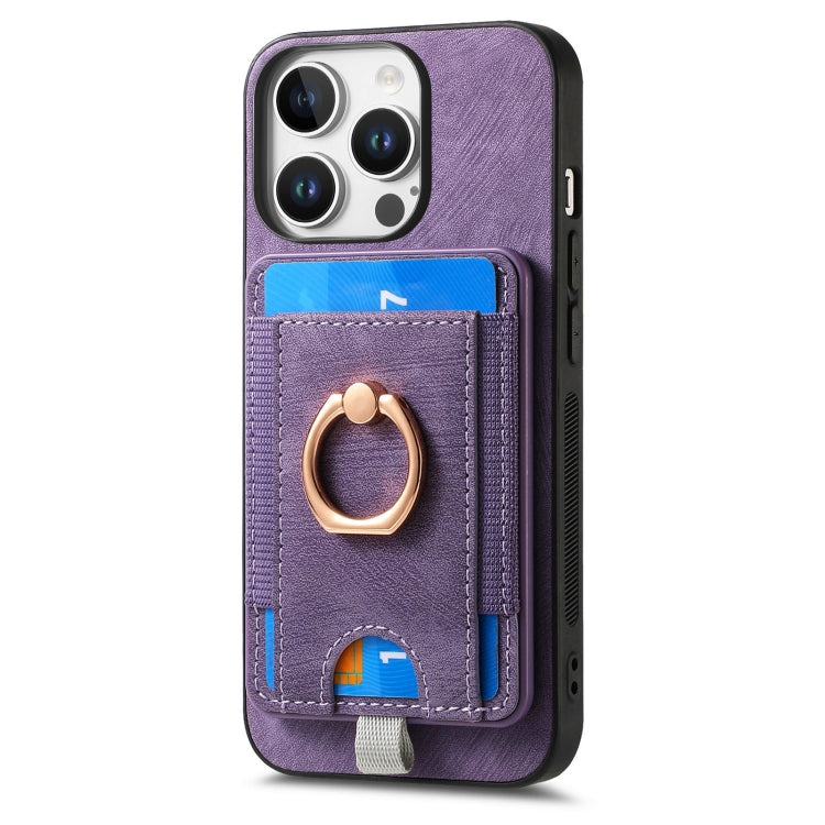 For iPhone 16 Pro Retro Splitable Magnetic Card Bag Leather Phone Case