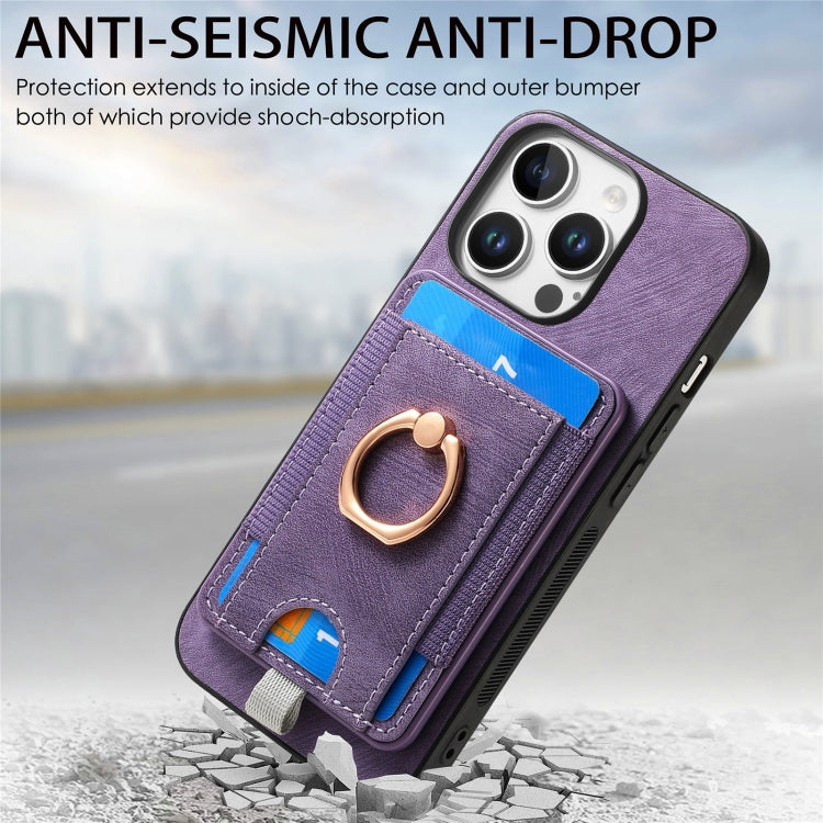For iPhone 16 Pro Retro Splitable Magnetic Card Bag Leather Phone Case