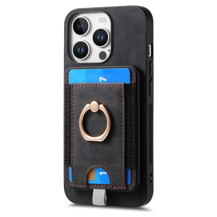 For iPhone 16 Pro Max Retro Splitable Magnetic Card Bag Leather Phone Case